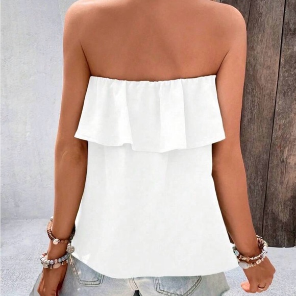 Strapless White Ruffle Layered Tube Top - Picture 2 of 3